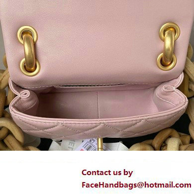 Chanel Lambskin  &  Wenge Wood Mini Flap Bag AS4165 Pink 2023